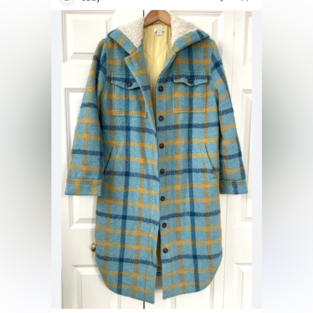 Sundance Blue and Tan Plaid  long quilted Jacket